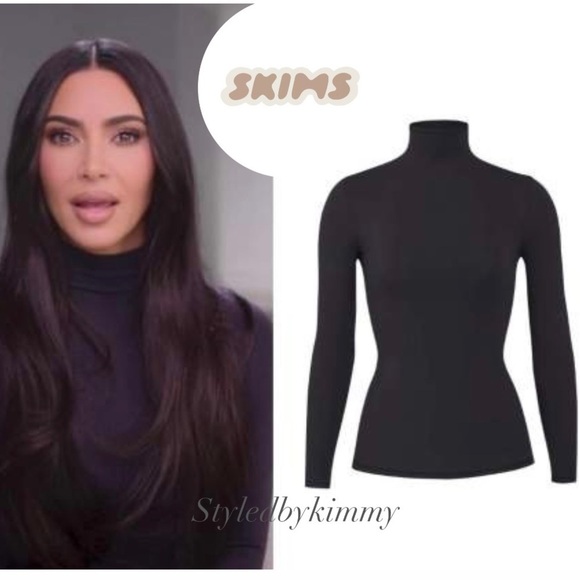SKIMS FITS EVERYBODY TURTLENECK TOP Onyx Small S NWT NEW - Picture 1 of 7